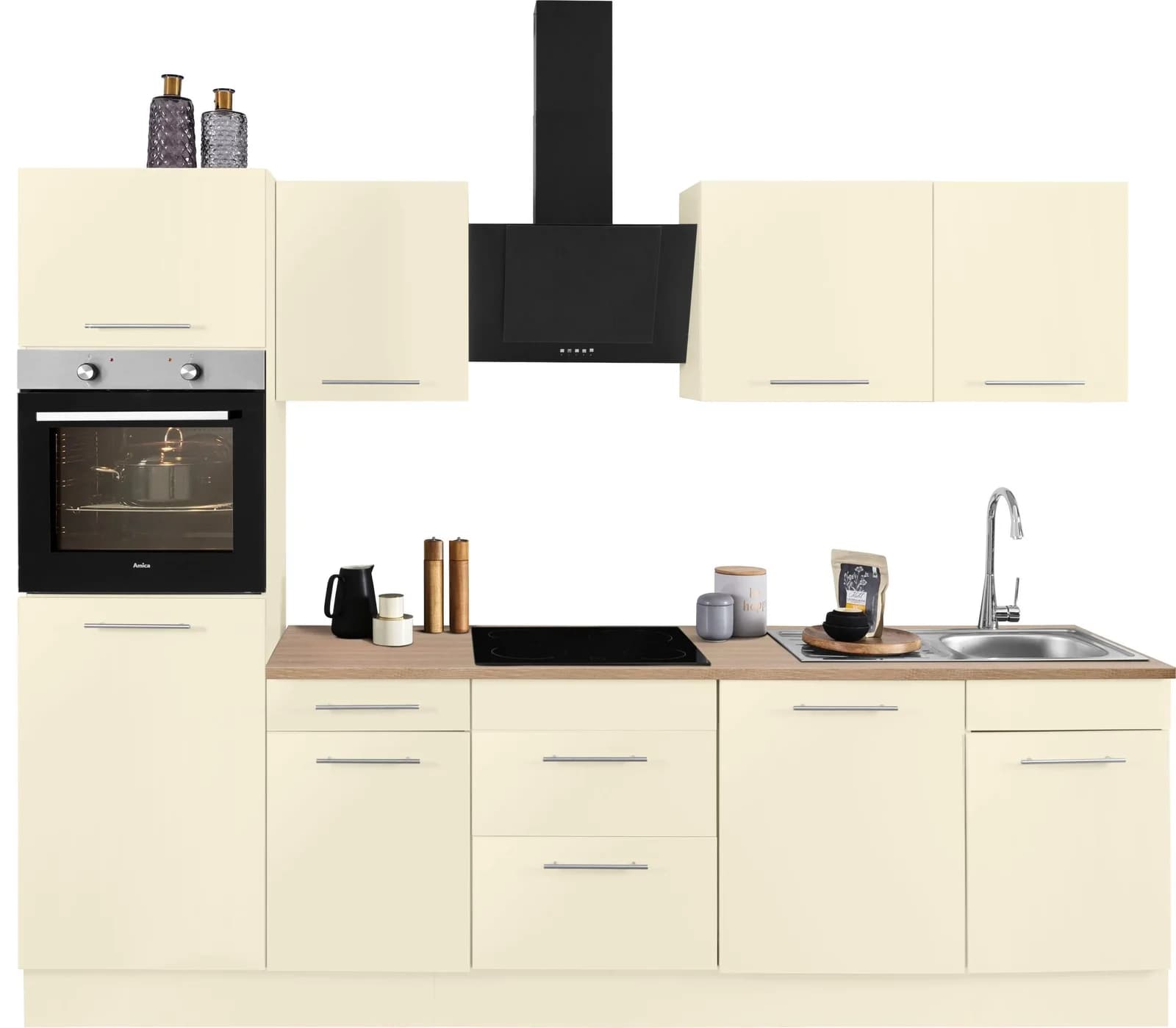 Wiho Küchenzeile Ela Gelb Magnolia Eiche 280cm Soft-Close