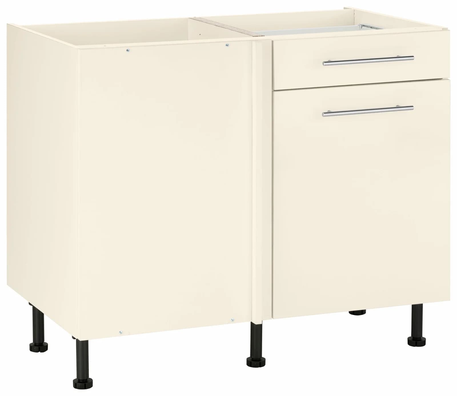 WIHO KÜCHEN Eckunterschrank Ela Magnolia mit Metallgriffen
