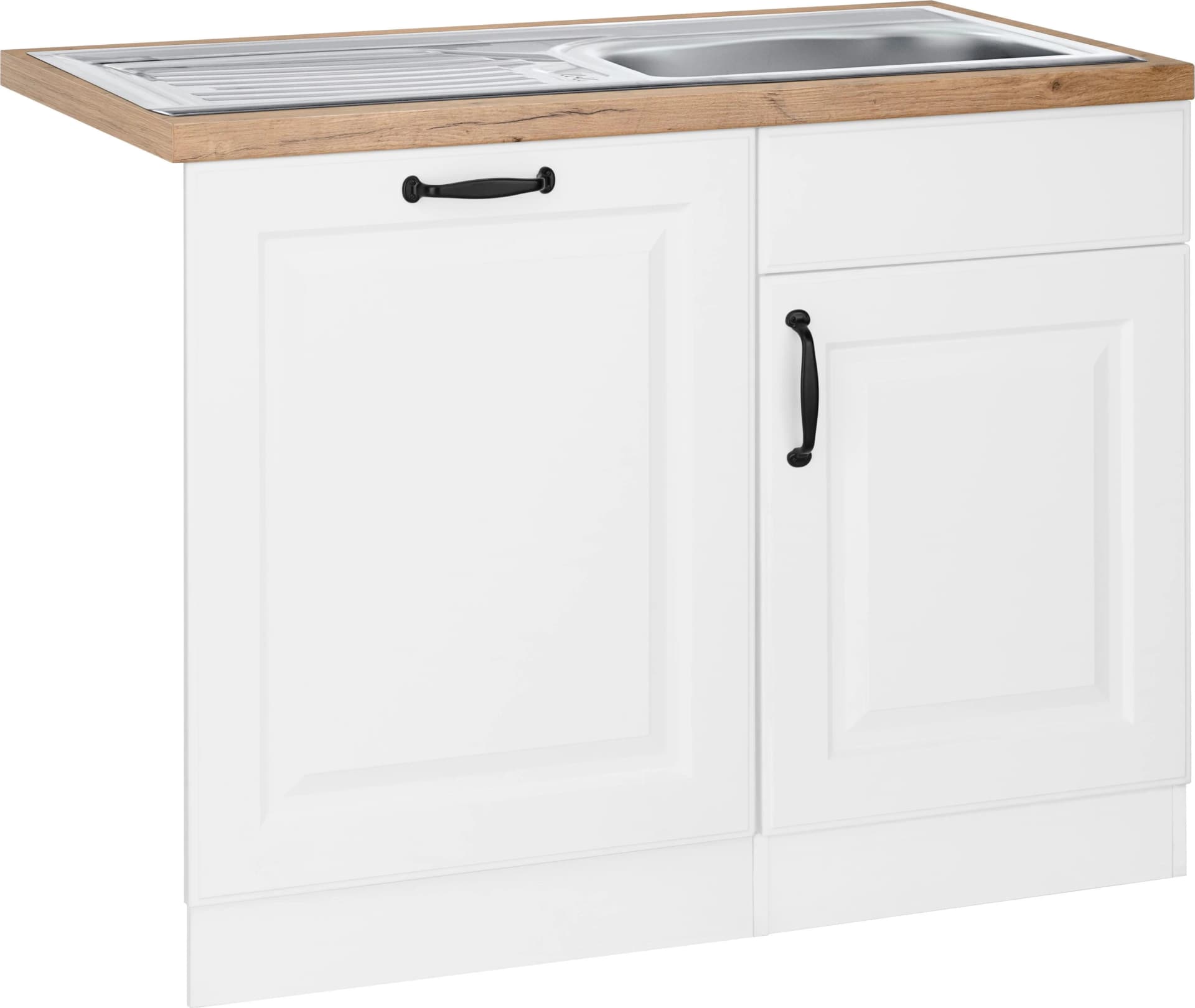Wiho Küchen Spülenschrank Erla Weiß mit Spüle und Geschirrspülertür