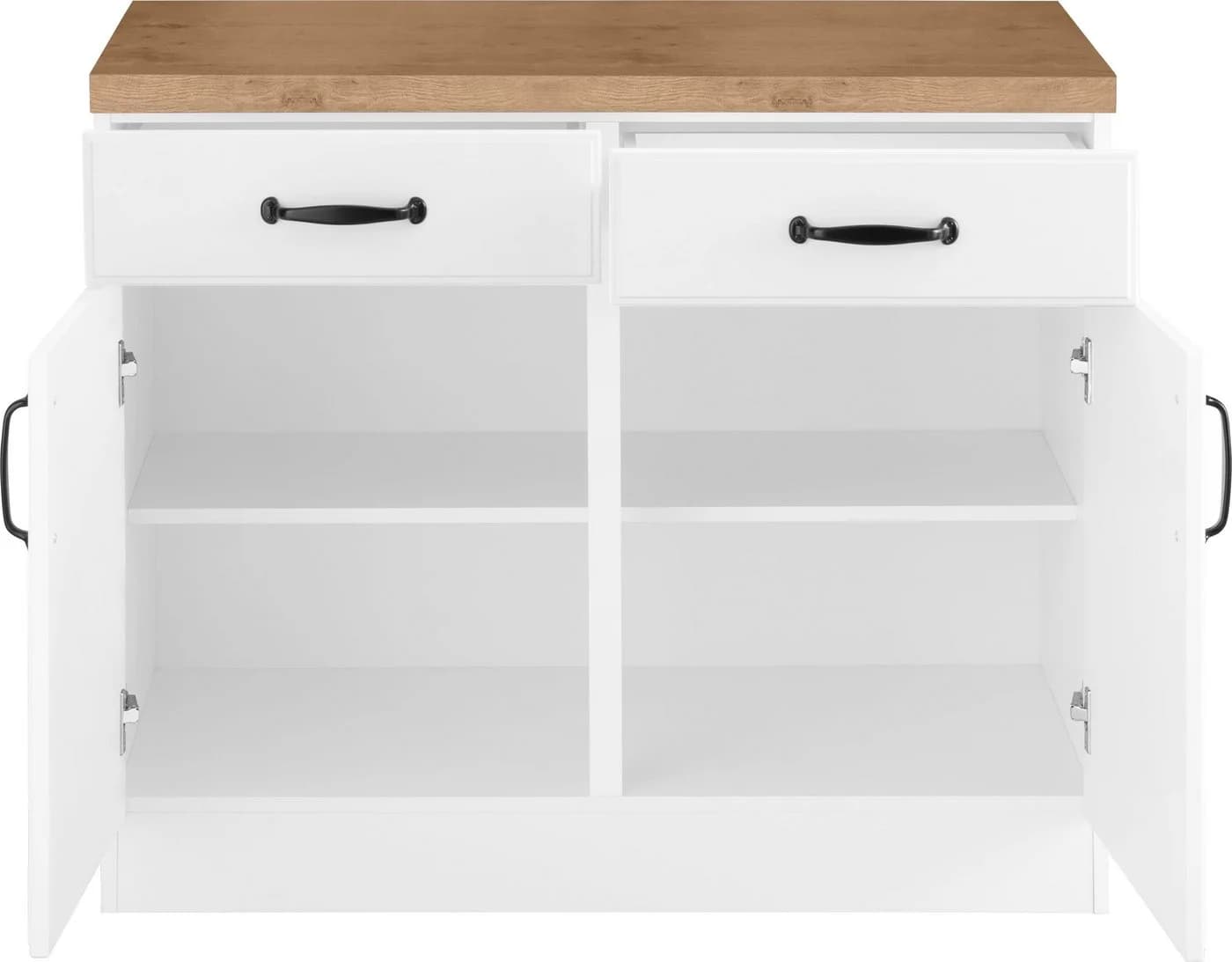WIHO KÜCHEN Unterschrank Erla Weiß mit Arbeitsplatte Kastelleiche - Bild 4