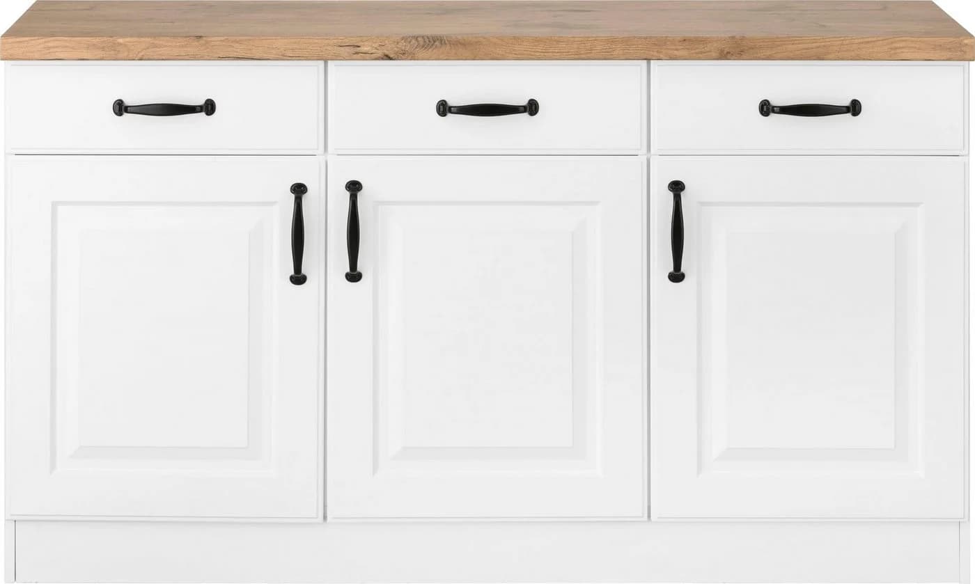WIHO KÜCHEN Unterschrank Erla Weiß mit Kastelleiche Arbeitsplatte - Bild 3