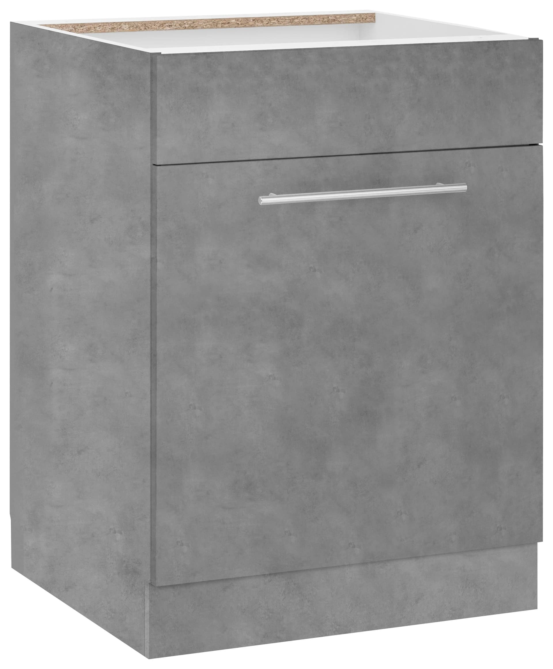 Wiho Küchen Spülenschrank Flexi2 Grau Betonfarben 60cm