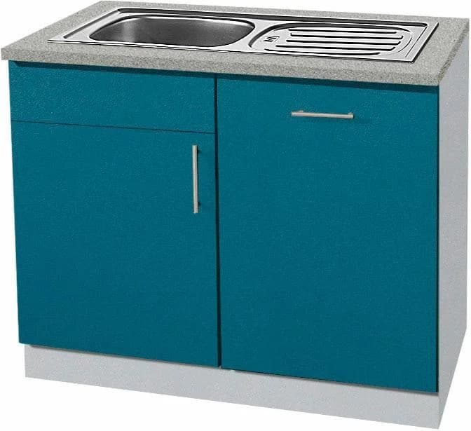 WIHO KÜCHEN Spülenschrank Kiel Ozeanblau Grau mit Spüle