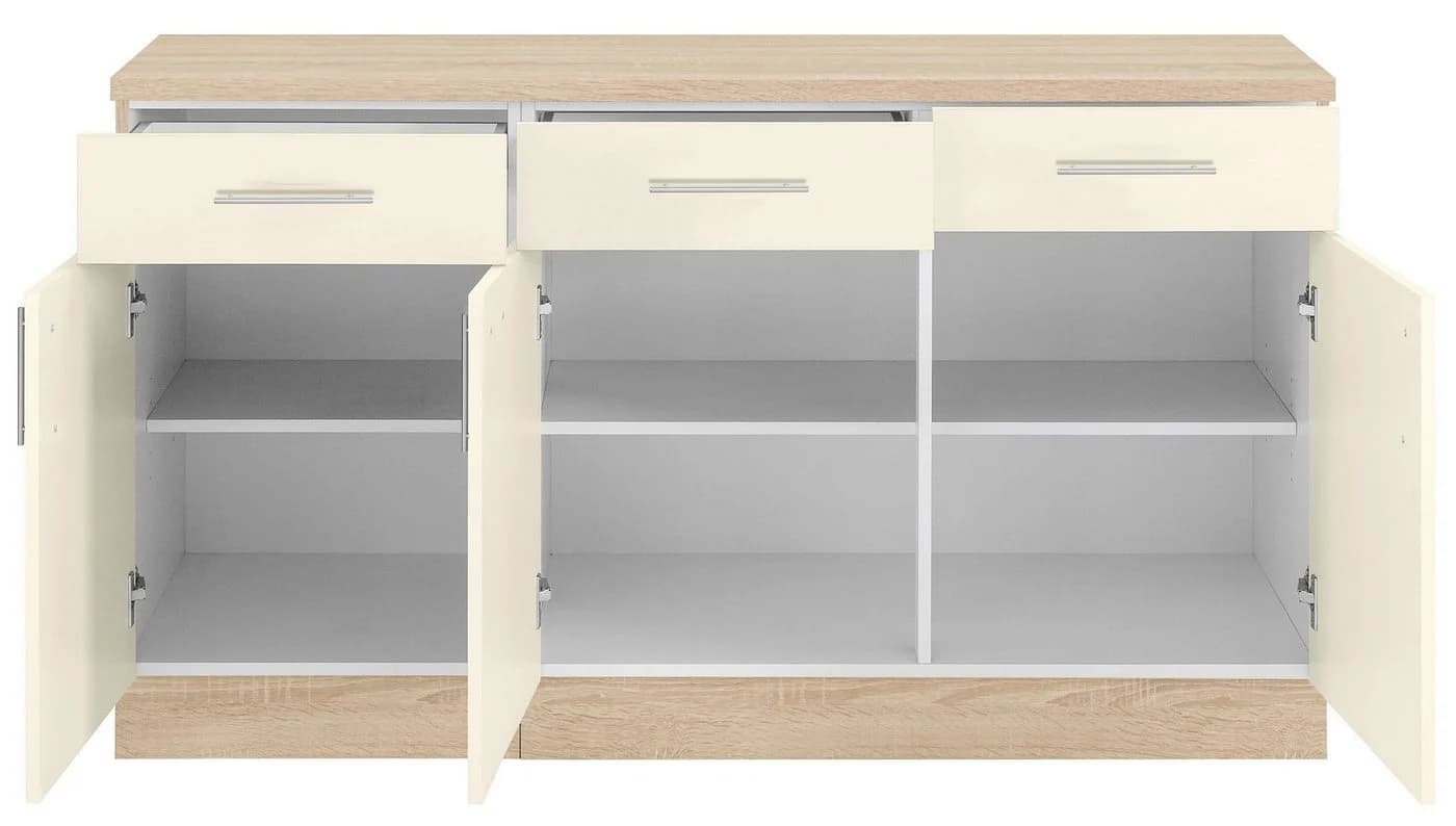 Wiho Küchen Unterschrank Kiel 150cm Front Magnolia Korpus Eiche
