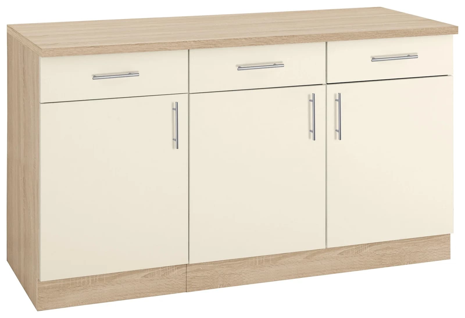 Wiho Küchen Unterschrank Kiel 150 cm Magnolia/Sonoma Eiche