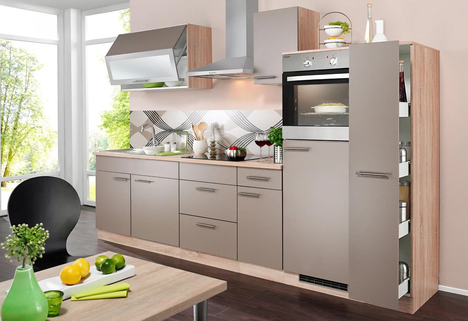 WIHO KÜCHEN Montana Küchenzeile Braun mit E-Geräten