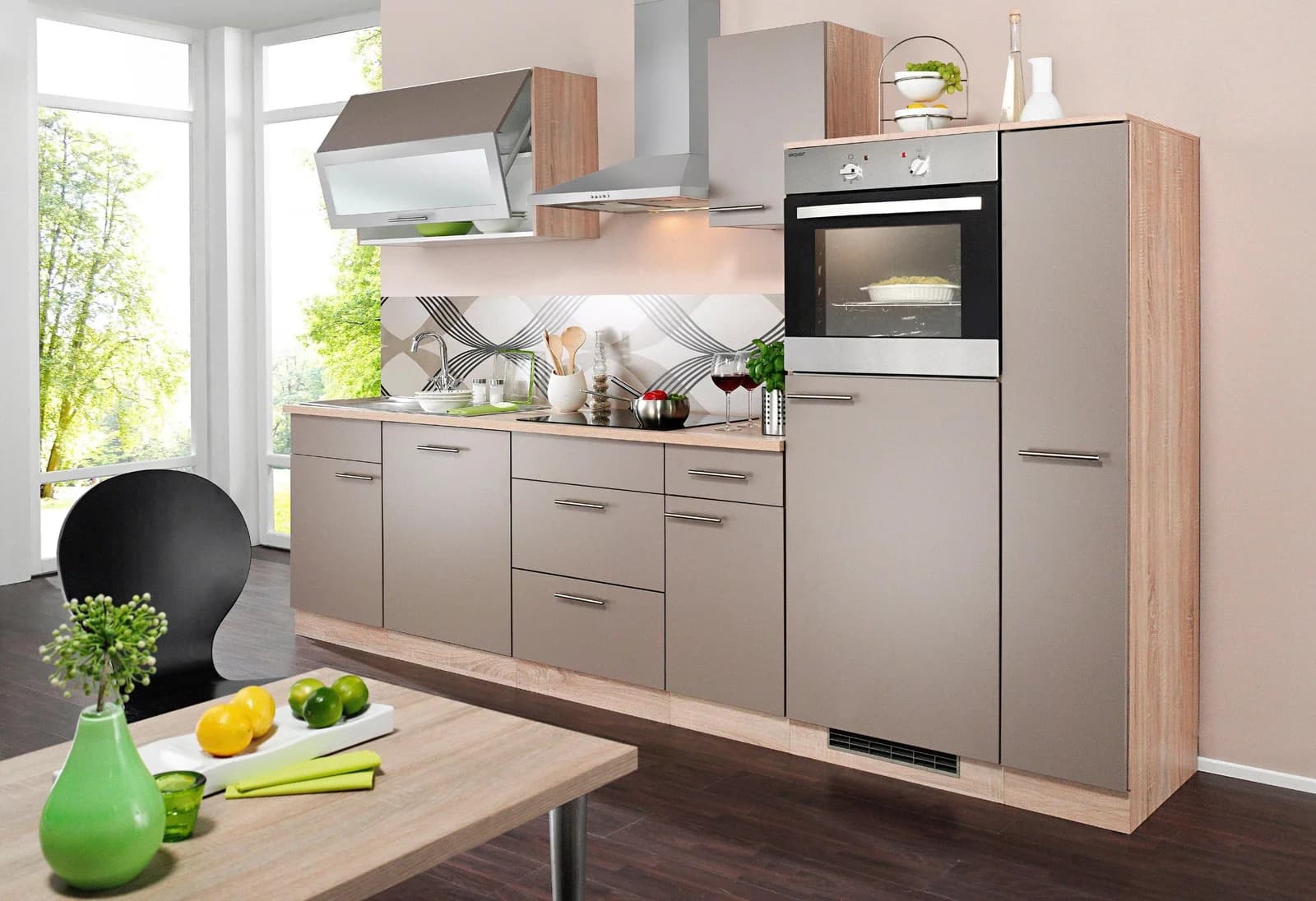 WIHO KÜCHEN Montana Küchenzeile Braun mit E-Geräten