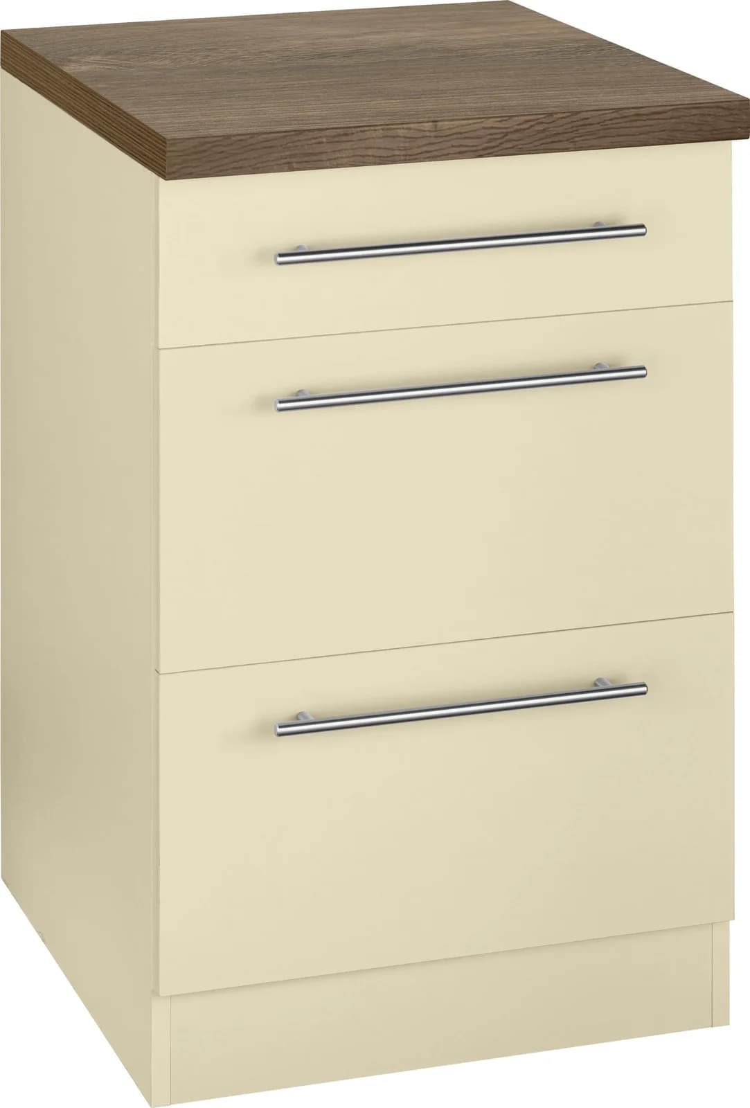 Wiho Küchen Unterschrank Unna 50cm Beige Magnolia Eiche Tabak