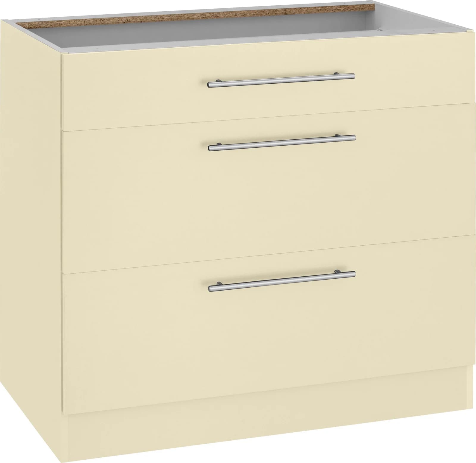 Wiho Küchen Unterschrank Unna Beige 90cm mit 2 Auszügen