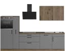 wiho Küchen Küchenzeile Elba Modern mit E-Geräten Grau Braun Bild 2