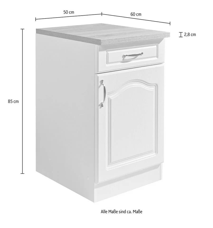 Wiho Küchen Unterschrank Linz Weiß Landhaus-Optik 50cm - Bild 4
