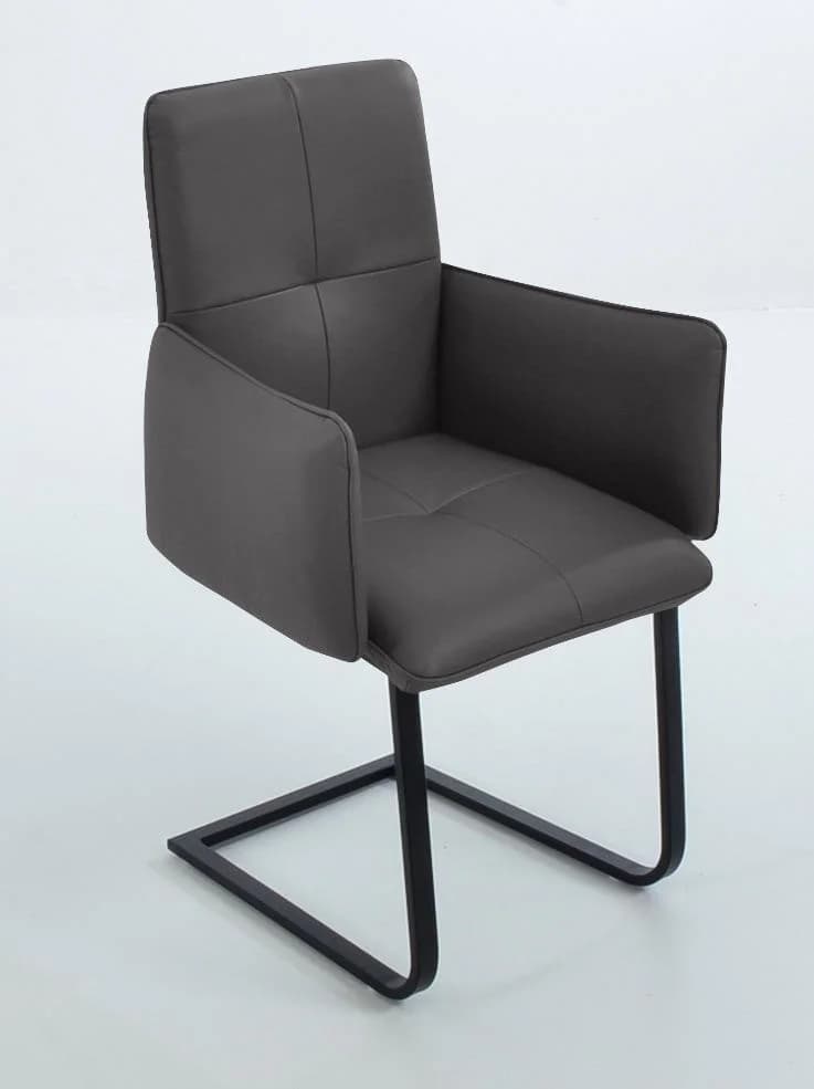 K+W Komfort & Wohnen Freischwinger 6502 Mocca Schwarz mit Armlehnen
