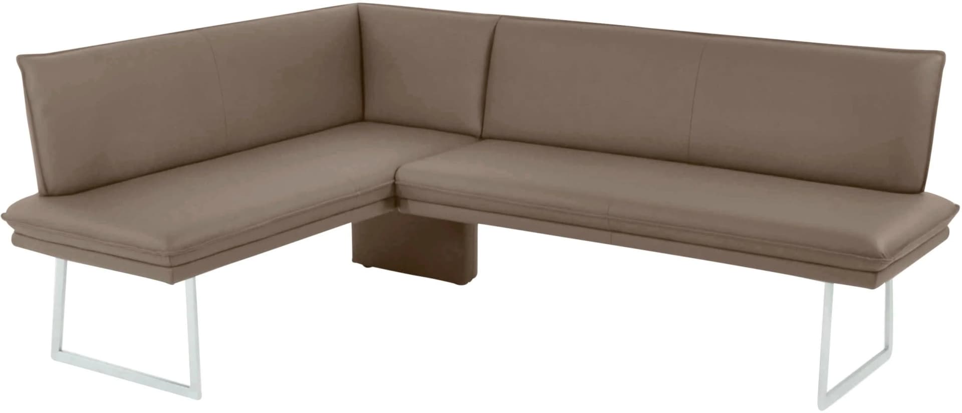 K+W Eckbank SANTOS III Leder Grau Smoke Sattlernaht