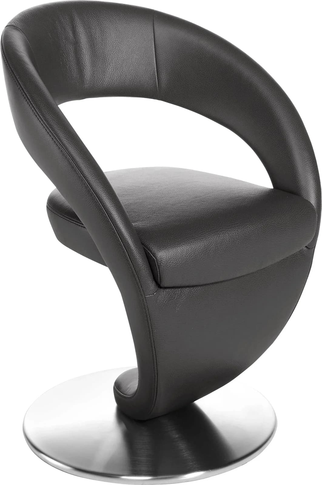 K+W Drehstuhl Wave Esszimmer Stuhl Braun Leder Edelstahloptik