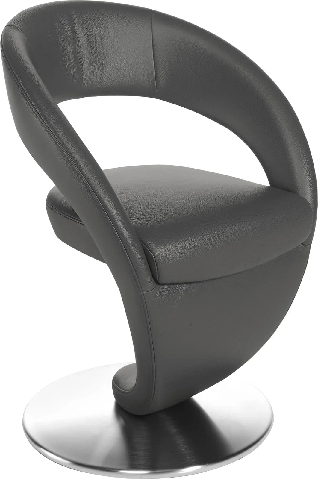 K+W Wave Drehstuhl Grau Nappaleder Edelstahloptik