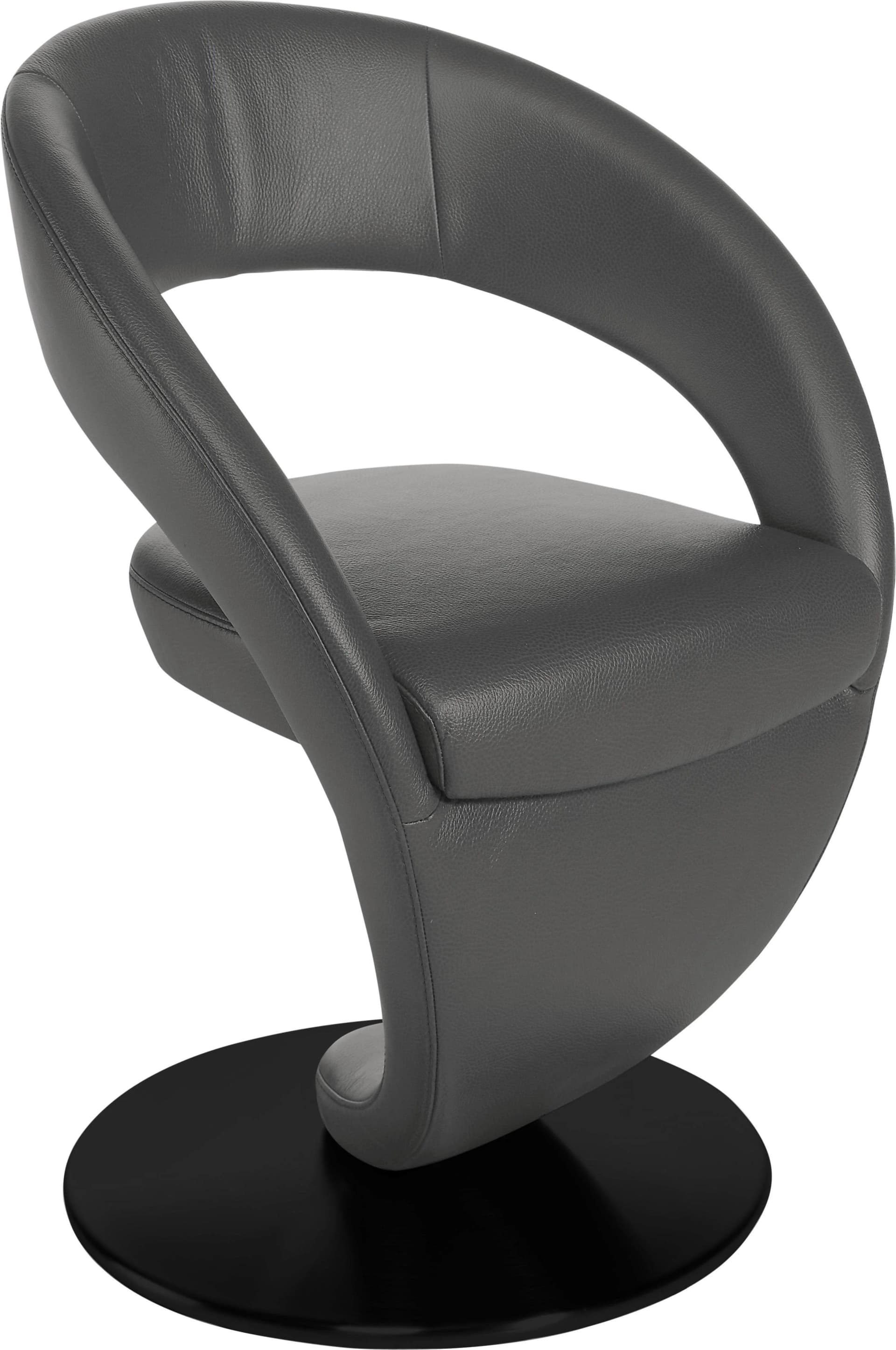 K+W Wave Drehstuhl Grau Nappaleder Metallgestell Schwarz