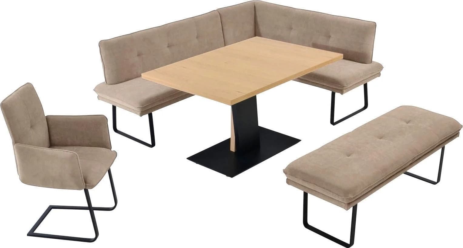 K+W Essgruppe Giacomo III Beige Eckbank mit ausziehbarem Tisch