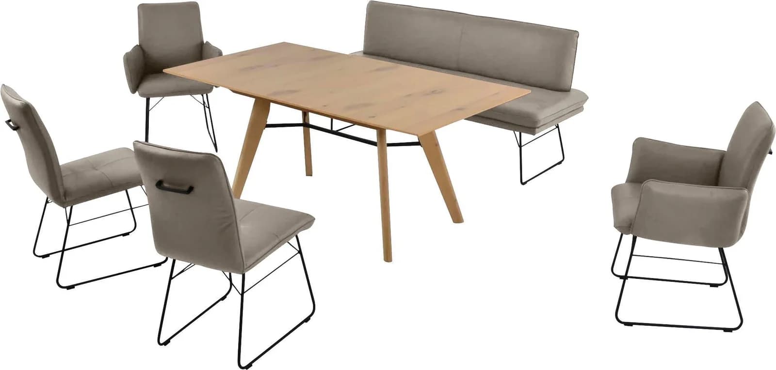 K+W Komfort & Wohnen Essgruppe Giacomo IV Leder Grün 160cm