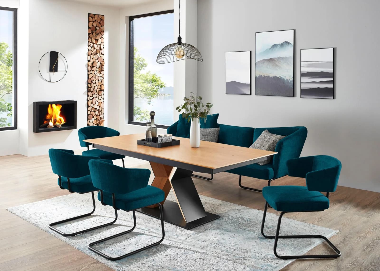 K+W Essgruppe Mikkado Tube 6-tlg. Turquoise mit ausziehbarem Tisch