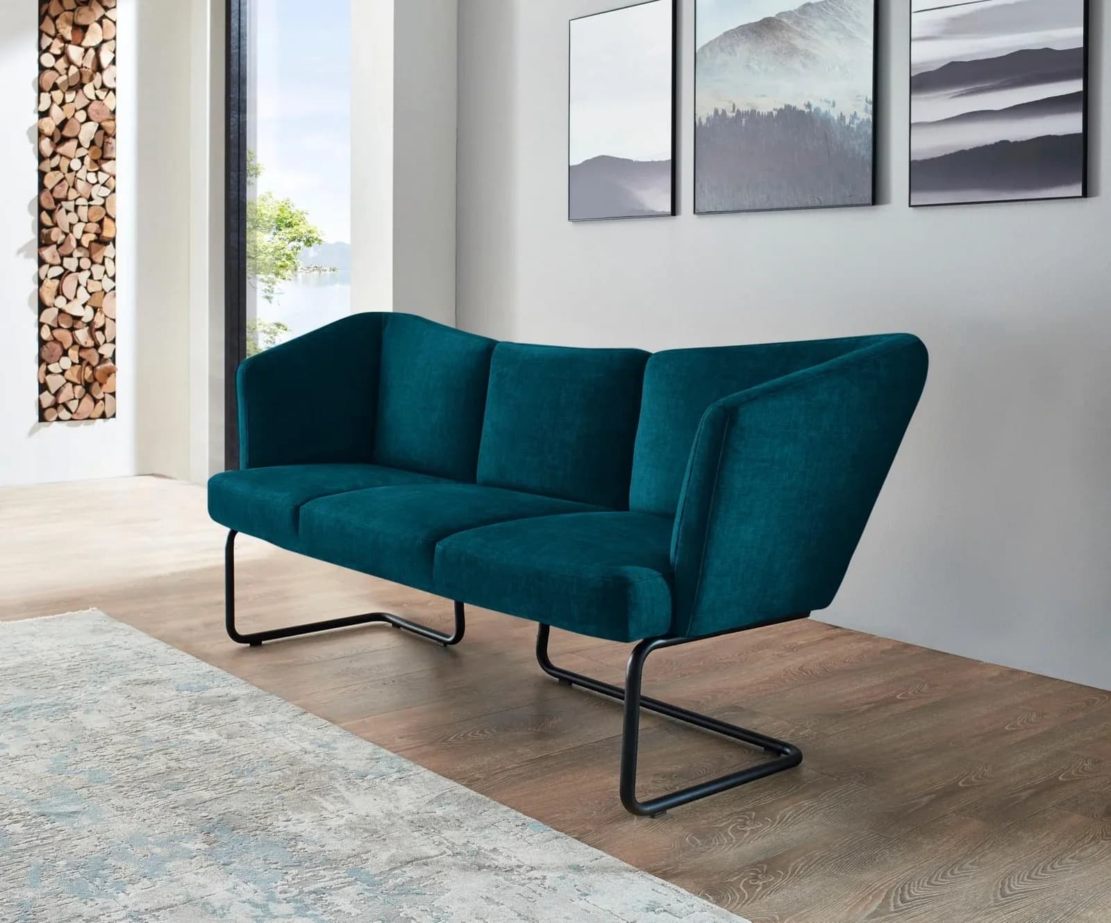 K+W Mikkado Tube Polsterbank Turquoise Modern