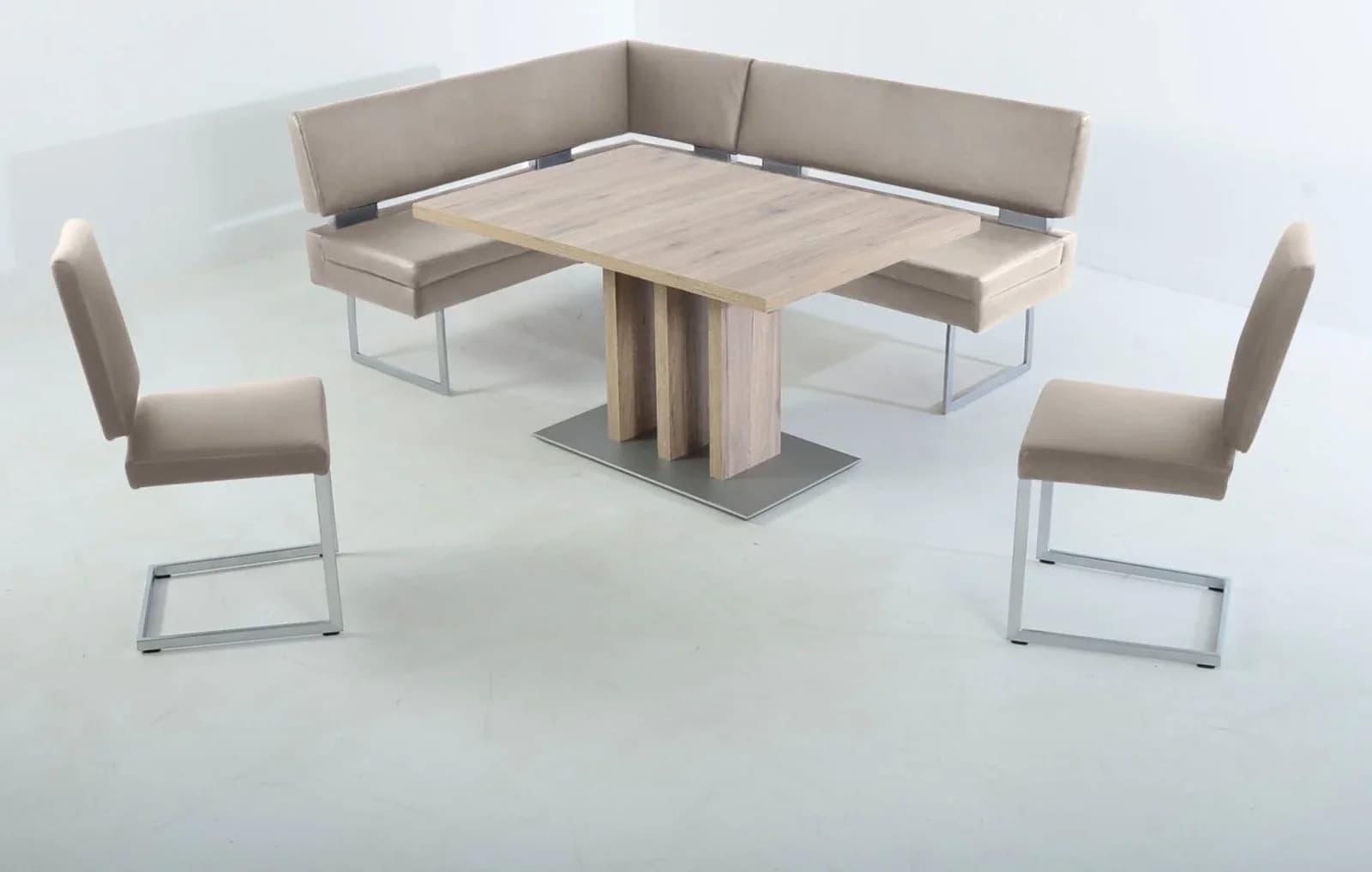 K+W Komfort & Wohnen Essgruppe Santiago Grau Leder Eckbank