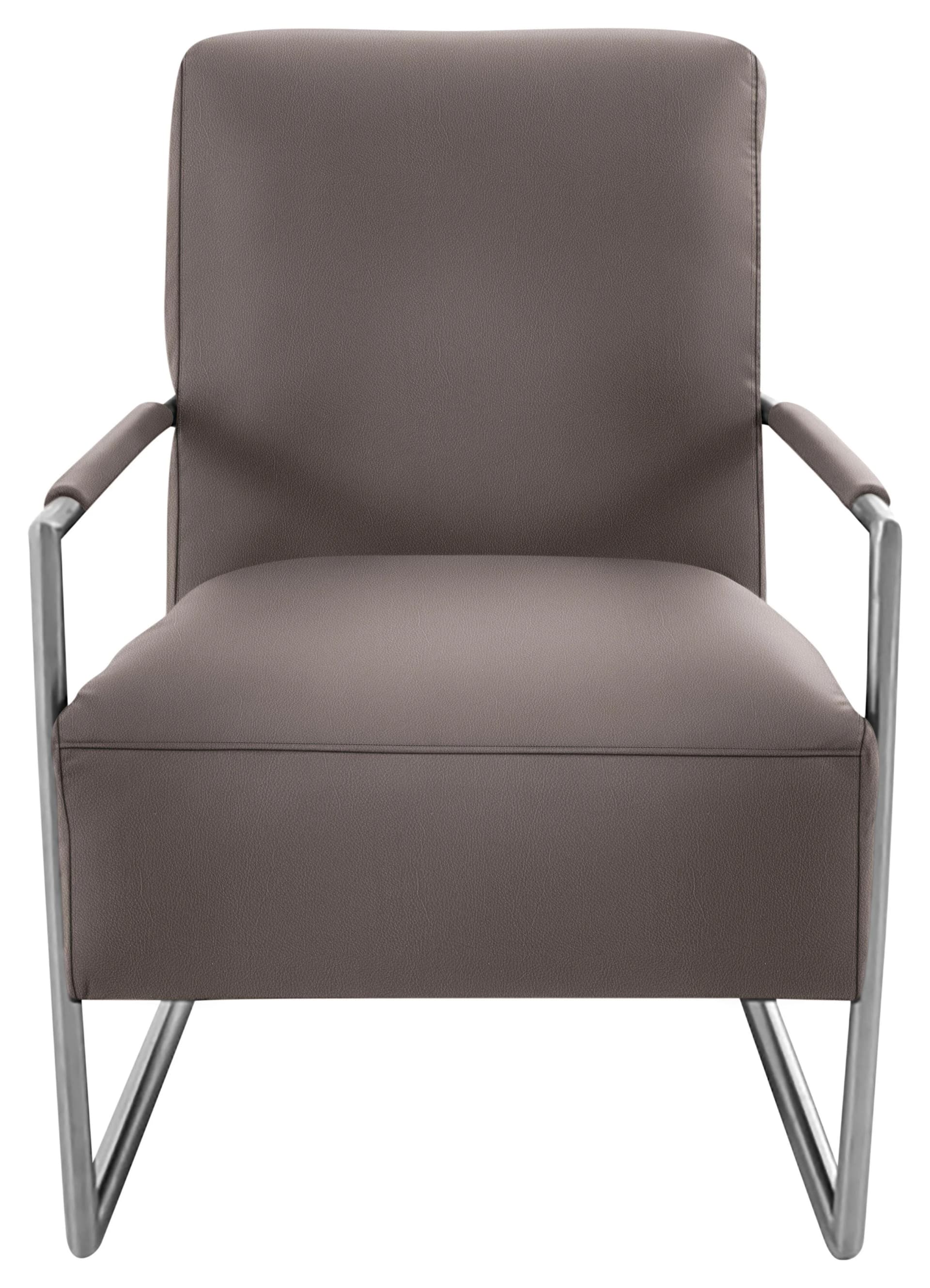 K+W Cocktailsessel Loft Leder Sattel Edelstahloptik