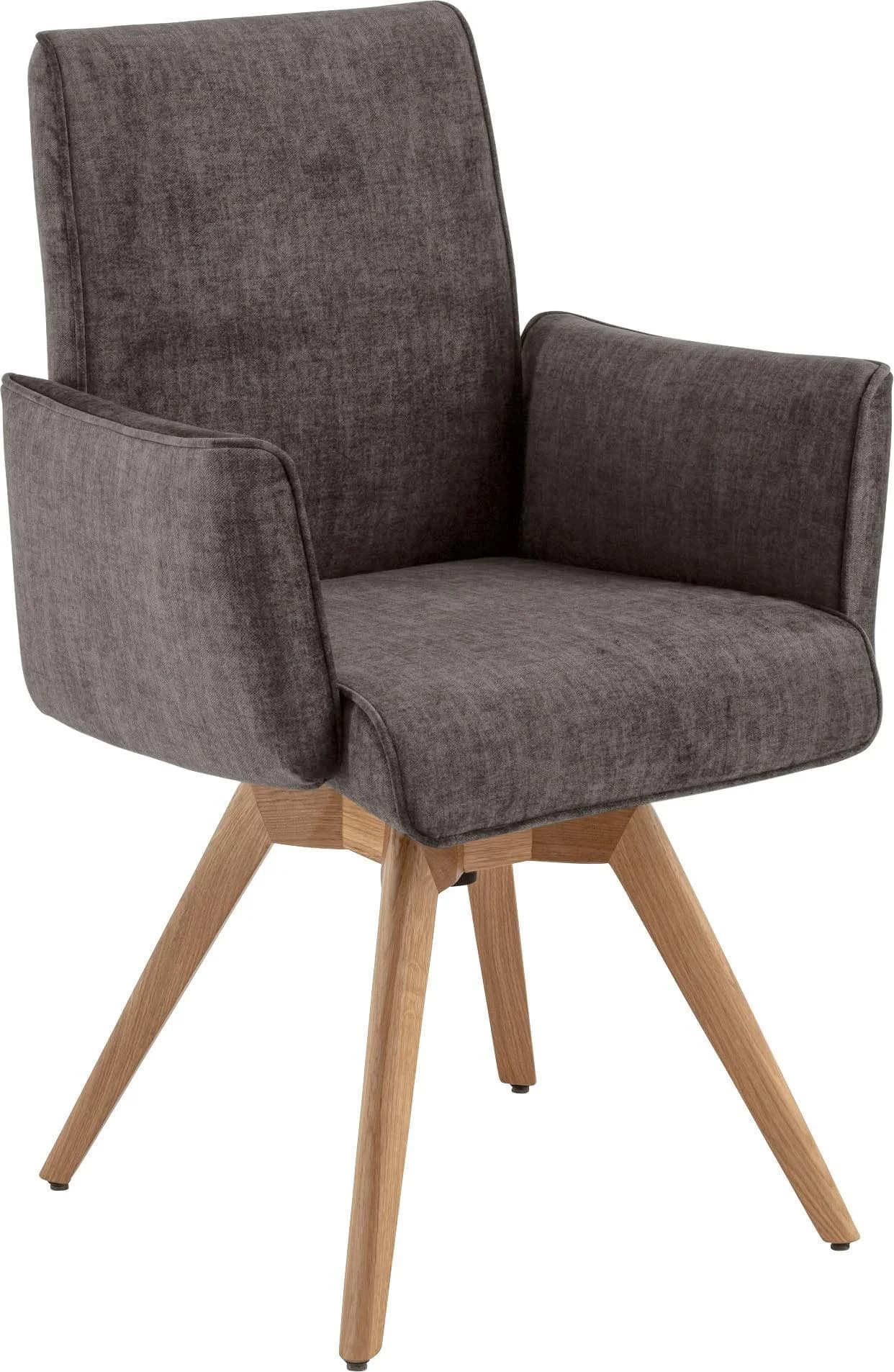 K+W Komfort & Wohnen Drehstuhl Grau Eiche Massivholz 360°