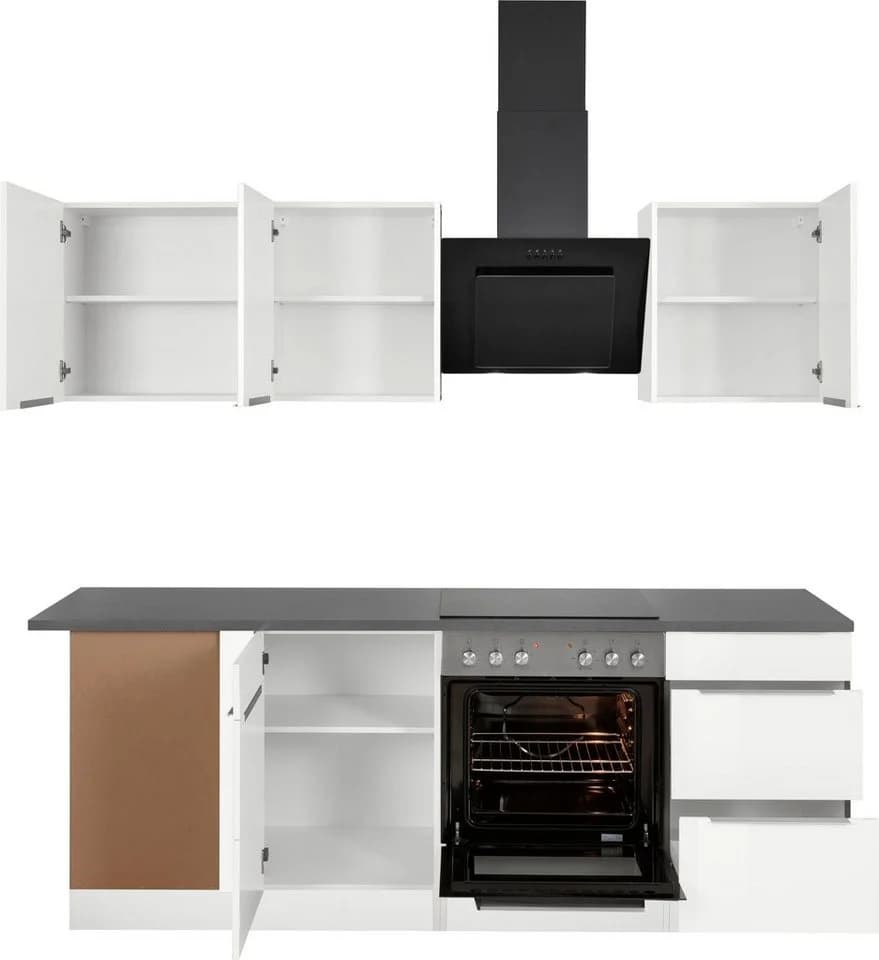 KOCHSTATION Winkelküche KS-Brindisi Weiß Hochglanz mit E-Geräten - Bild 5