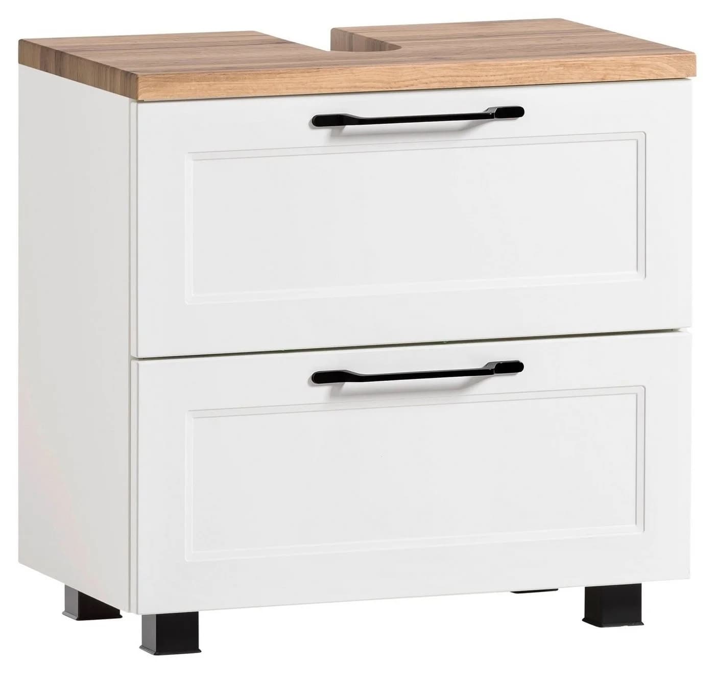 HELD MÖBEL Waschbeckenunterschrank MERAN 60 cm Weiß matt Wotaneiche Dekor
