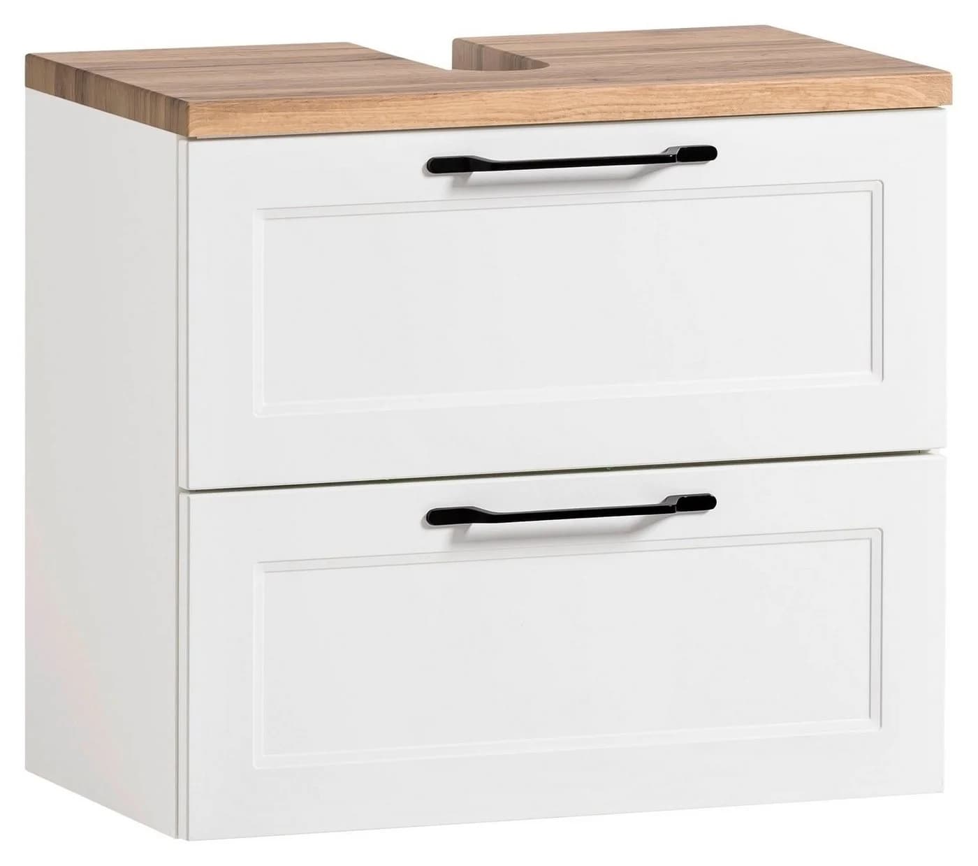 HELD MÖBEL Waschbeckenunterschrank MERAN 60 cm Weiß matt Wotaneiche Dekor - Bild 2