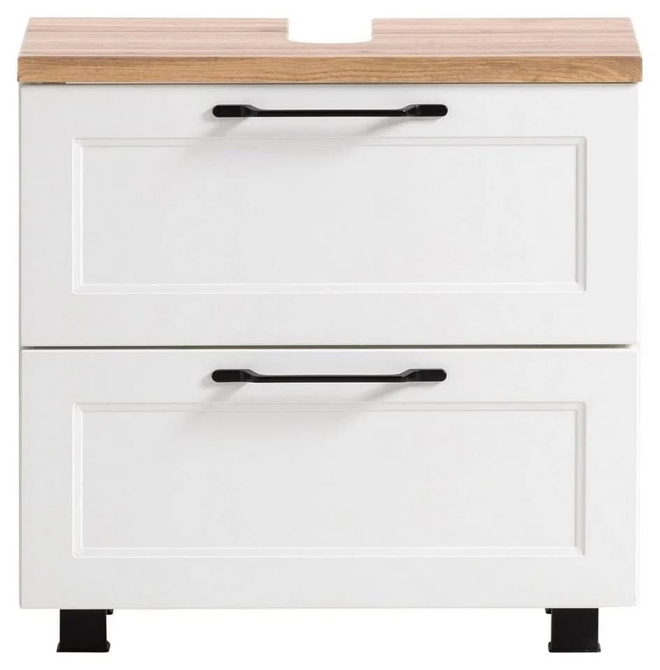 HELD MÖBEL Waschbeckenunterschrank MERAN 60 cm Weiß matt Wotaneiche Dekor - Bild 4