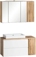 WELLTIME Badmöbel-Set Sölden Weiß Matt mit LED Spiegelschrank Bild 1