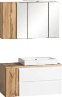 WELLTIME Badmöbel-Set Sölden Matt Weiß mit LED Spiegelschrank Bild 1