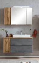 WELLTIME Badmöbel-Set Sölden Grau Oxid Beton mit LED Spiegelschrank Bild 2