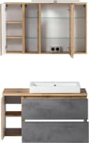 WELLTIME Badmöbel-Set Sölden Grau Oxid Beton mit LED Spiegelschrank Bild 3