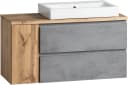 WELLTIME Badmöbel-Set Sölden Grau Oxid Beton mit LED Spiegelschrank Bild 4