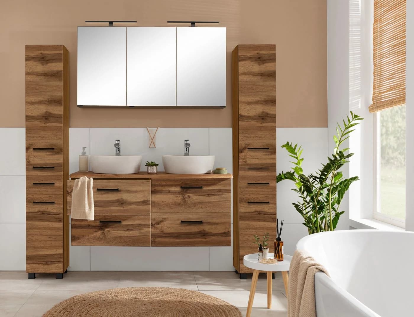 WELLTIME Spiegelschrank Trento 120cm mit LED und Spiegeltüren