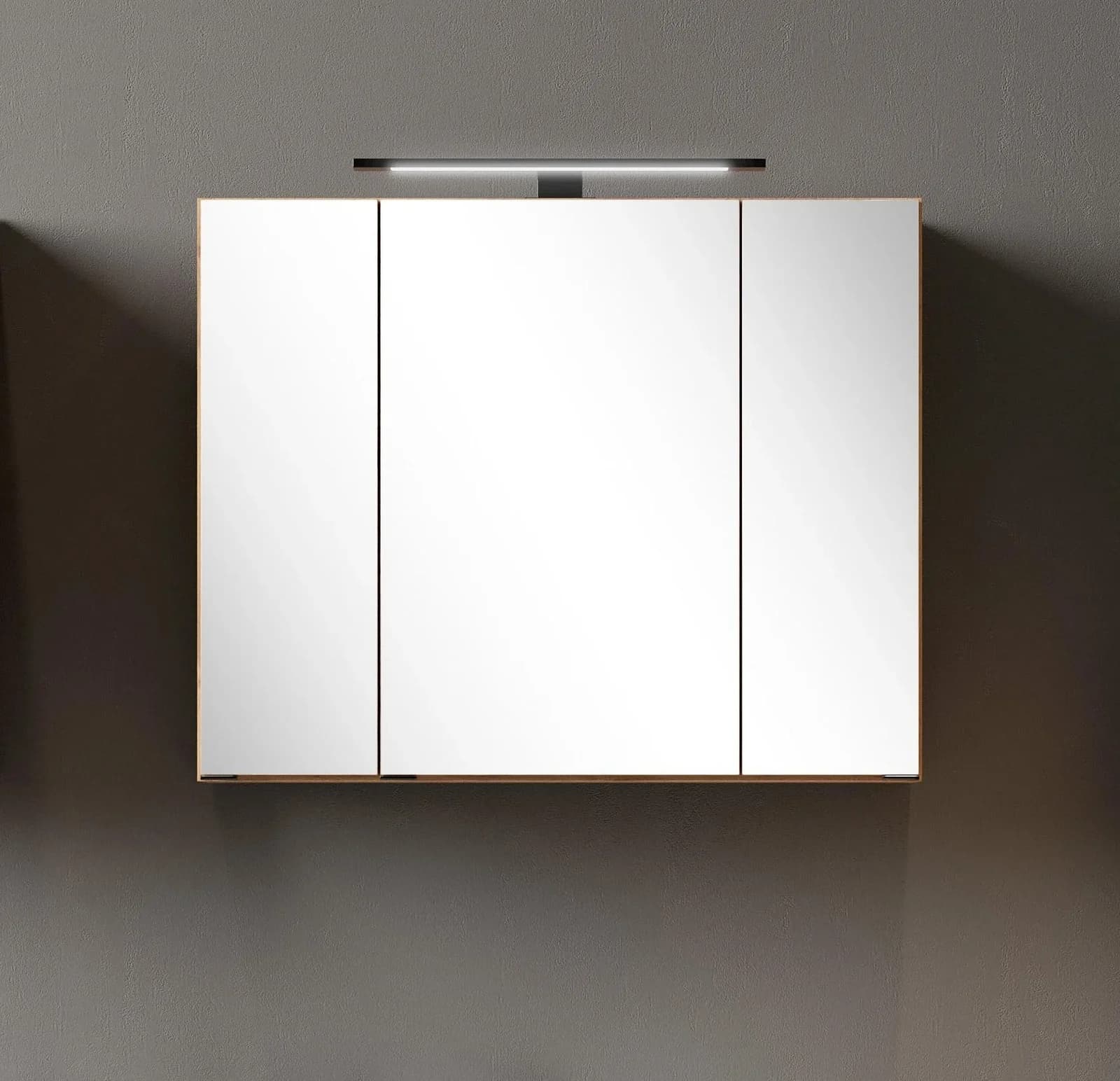 Welltime Spiegelschrank Braun LED 3-Türig