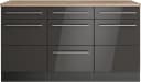 Kochstation KS-Wien Unterschrank Grau Hochglanz 150cm Bild 1
