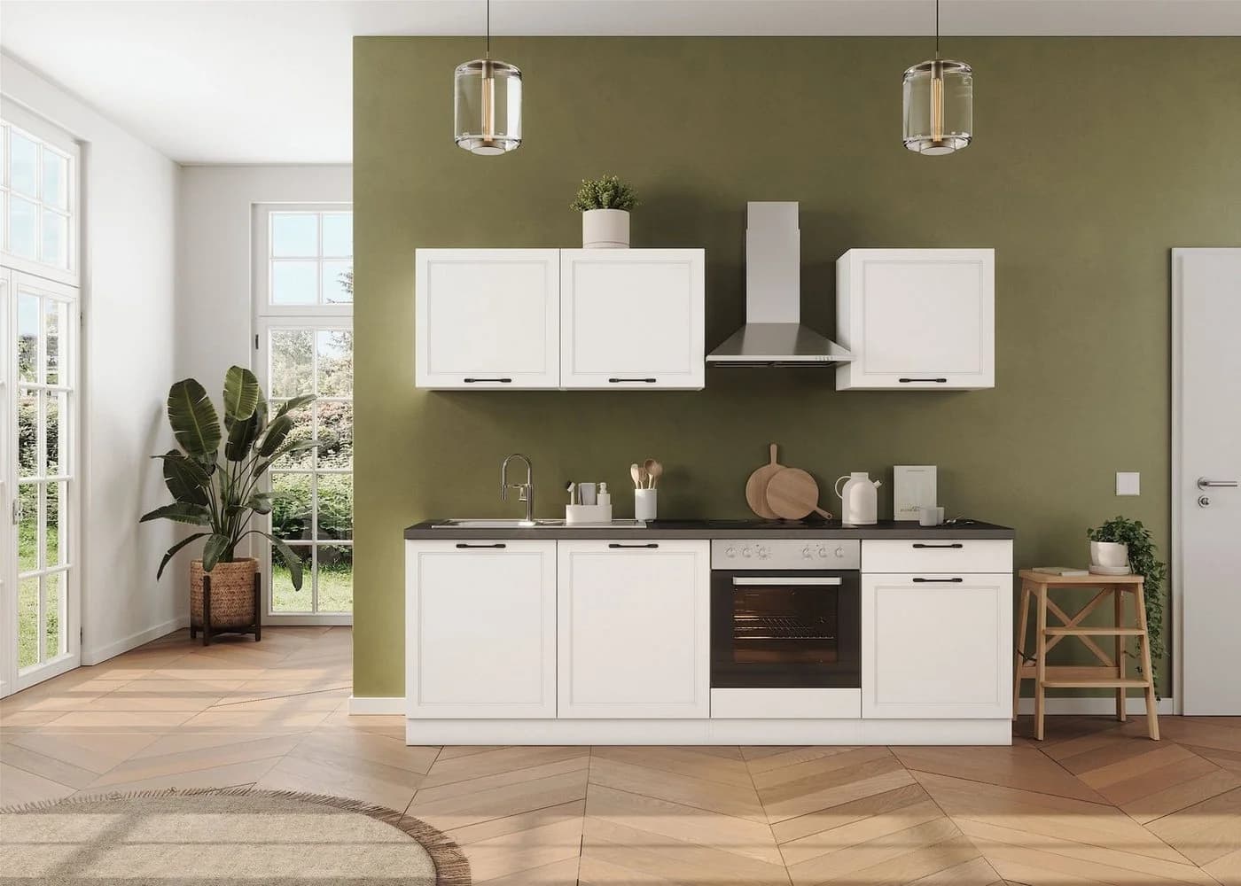 KOCHSTATION Küchenzeile KS-Lani Weiß Landhausstil