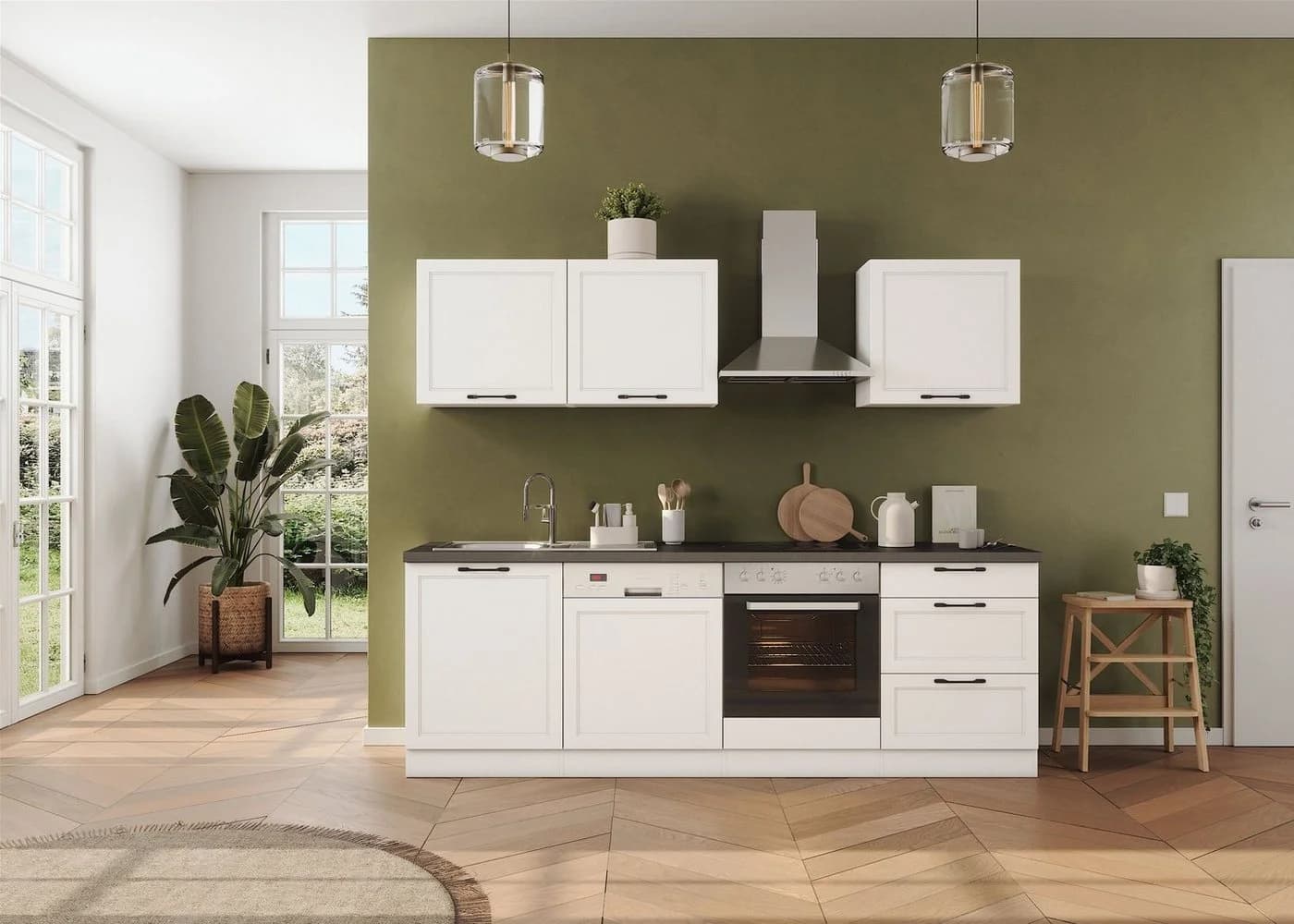 KOCHSTATION Küchenzeile KS-Lani Weiß Landhausstil