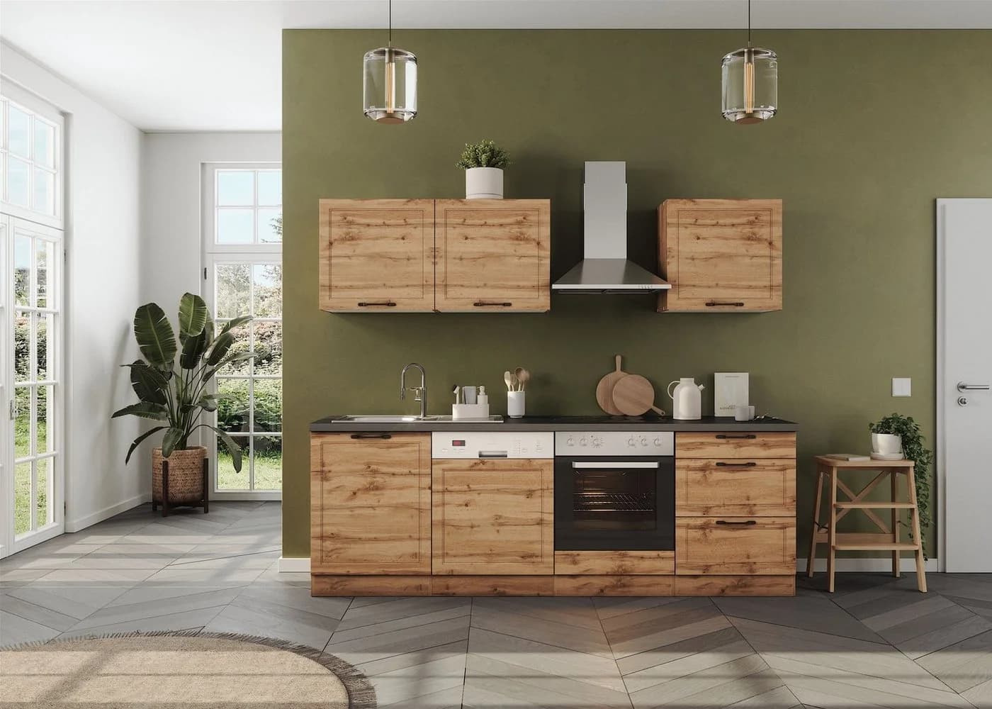 KOCHSTATION Küchenzeile KS-Lani Landhausstil Beige