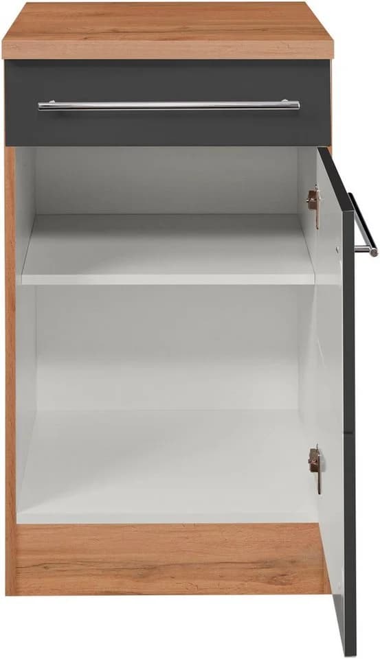 Unterschrank Kochstation KS-Wien Anthrazit Wotaneiche 50cm
