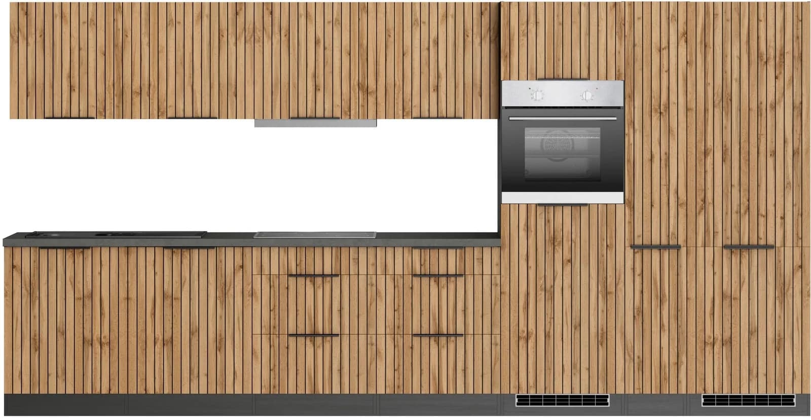 Küchenzeile KOCHSTATION KS-Lagos 390 cm Beige Grau Betongrau