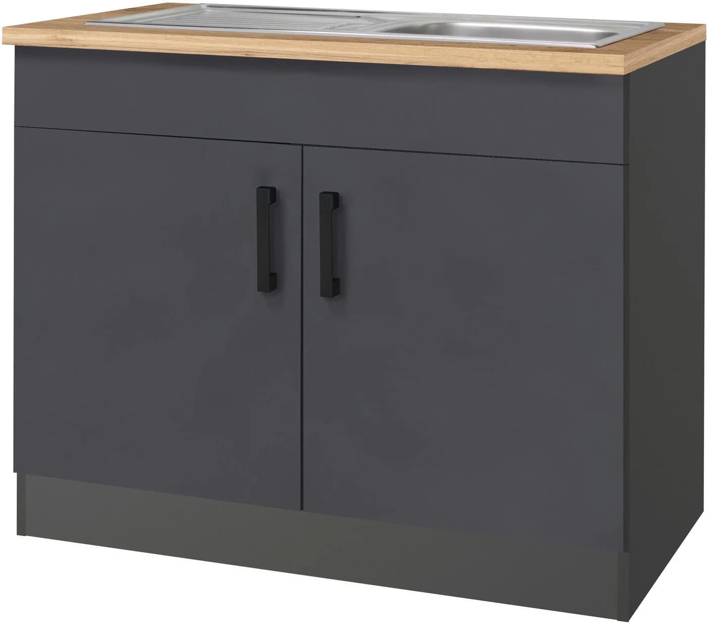 Kochstation Spülenschrank Toronto 100 cm Anthrazit Holzwerkstoff - Bild 3