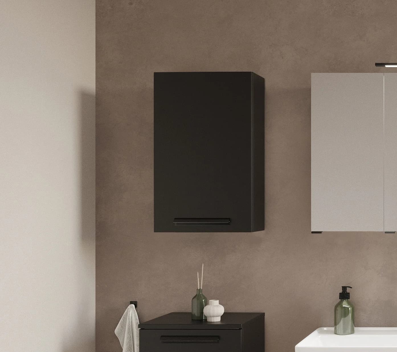 Welltime Hängeschrank Salvada 40 cm Schwarz MDF