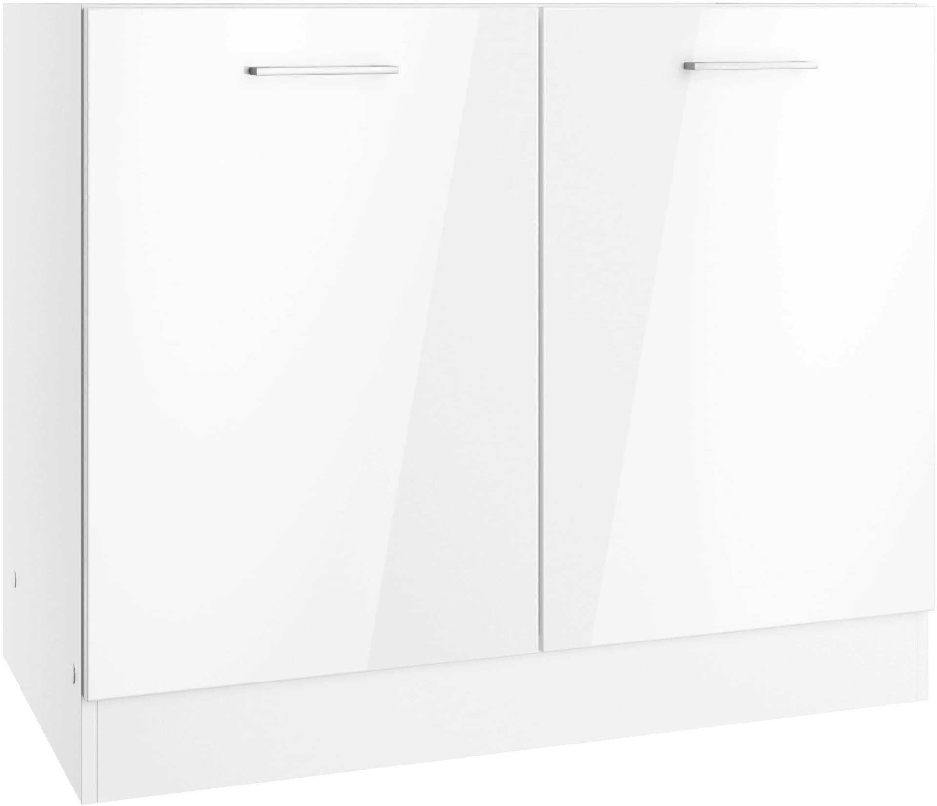 Spülenschrank KOCHSTATION KS-Milan Weiß Hochglanz 100 cm