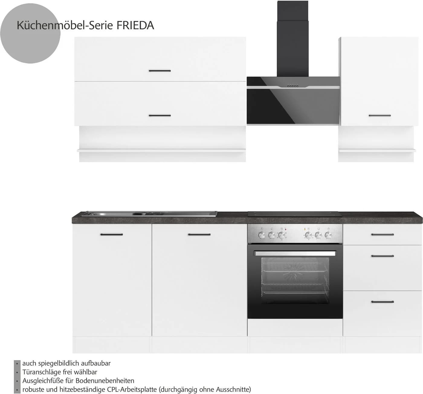 Küchenzeile KOCHSTATION KS-Frieda Weiß/Schwarz 220 cm - Bild 3