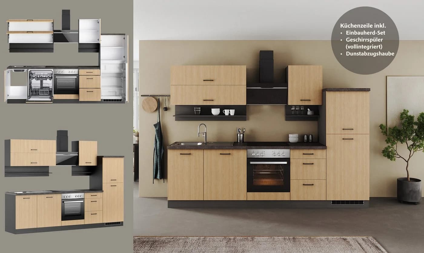 KOCHSTATION Küchenzeile KS-Frieda 280cm CPL-Beschichtung Grau/Beige - Bild 4