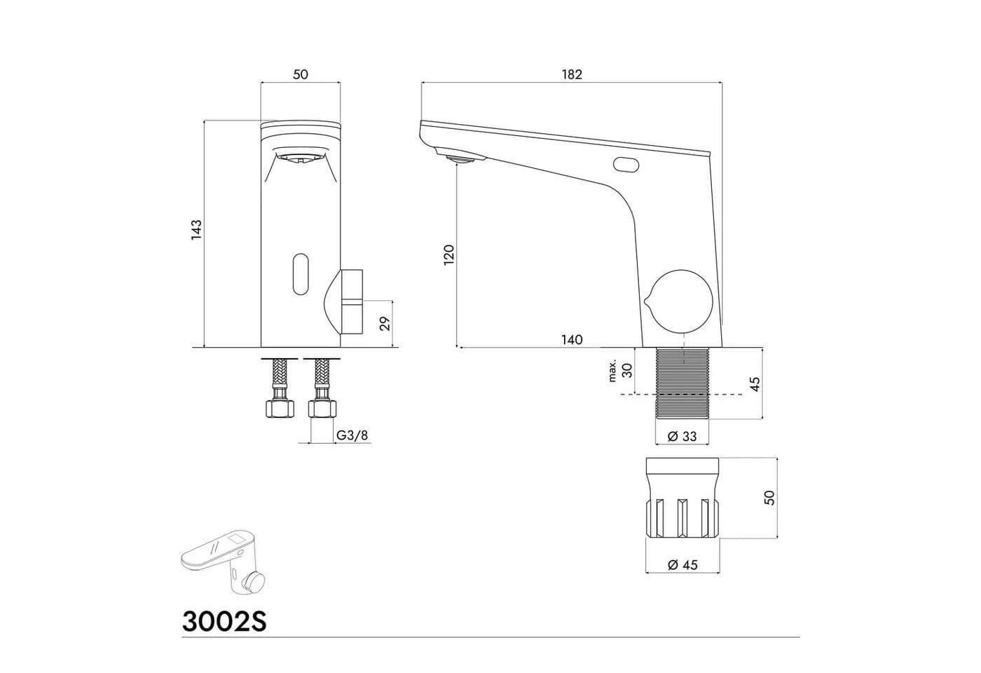 Bernstein Waschtischarmatur 3002S Schwarz Sensor LED-Anzeige - Bild 5